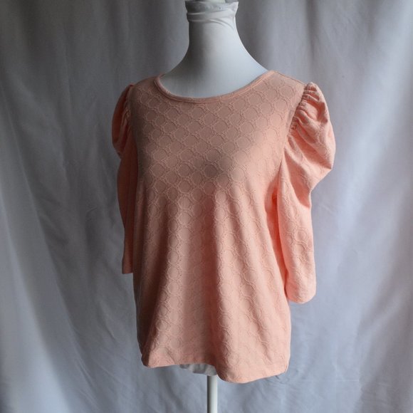 LOFT Peach Puff Sleeve Top - Picture 2 of 5